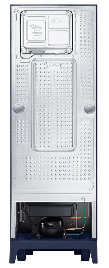 Samsung 236L 2 Star Inverter Frost-Free Double Door Refrigerator Appliance (RT28C31429U/HL,Paradise Bloom Blue), Base Stand Drawer 