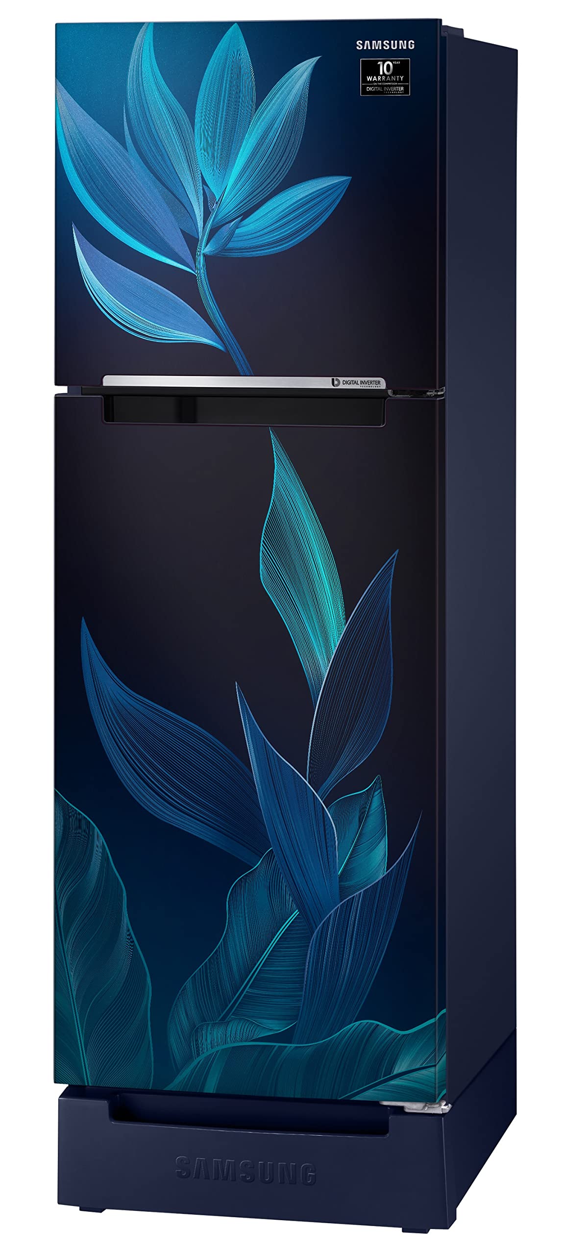 Samsung 236L 2 Star Inverter Frost-Free Double Door Refrigerator Appliance (RT28C31429U/HL,Paradise Bloom Blue), Base Stand Drawer 