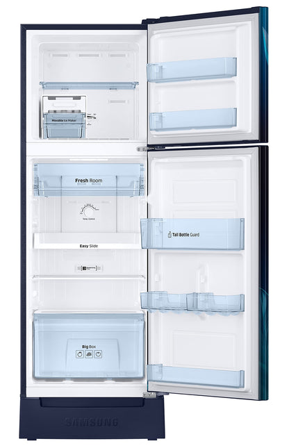 Samsung 236L 2 Star Inverter Frost-Free Double Door Refrigerator Appliance (RT28C31429U/HL,Paradise Bloom Blue), Base Stand Drawer 