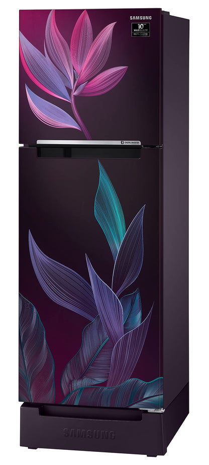 Samsung 236L 2 Star Inverter Frost-Free Double Door Refrigerator (RT28C31429R/HL,Paradise Bloom Purple) Base Stand Drawer 
