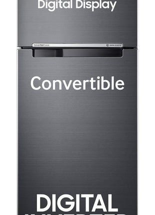 Samsung 256 L, 3 Star, Convertible, Digital Inverter with Display Frost Free Double Door Refrigerator (RT30C3733BX/HL, Luxe Black) 
