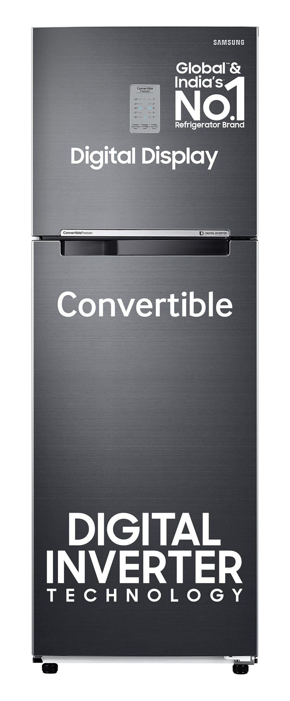 Samsung 256 L, 3 Star, Convertible, Digital Inverter with Display Frost Free Double Door Refrigerator (RT30C3733BX/HL, Luxe Black) price under 30000