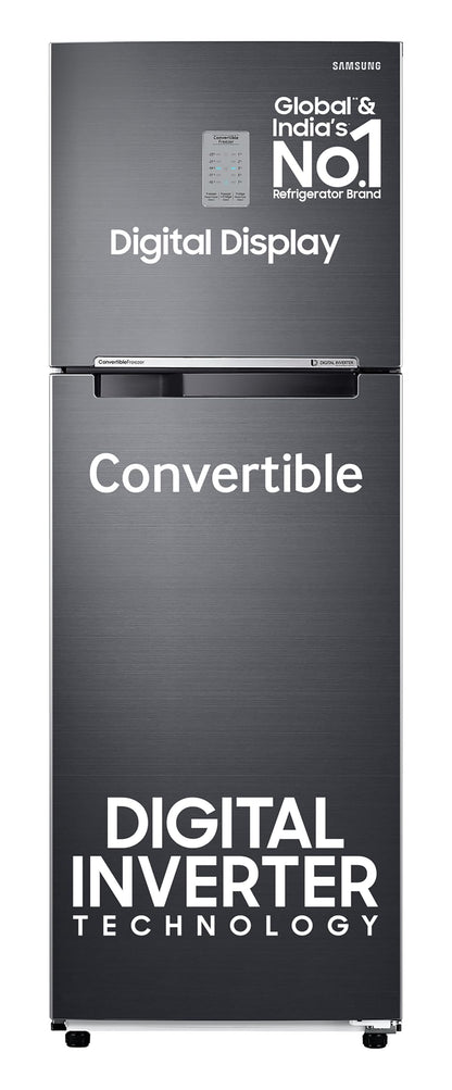 Samsung 256 L, 3 Star, Convertible, Digital Inverter with Display Frost Free Double Door Refrigerator (RT30C3733BX/HL, Luxe Black) 