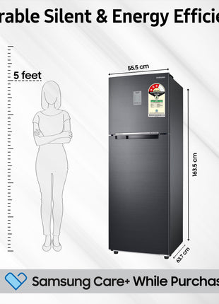 Samsung 256 L, 3 Star, Convertible, Digital Inverter with Display Frost Free Double Door Refrigerator (RT30C3733BX/HL, Luxe Black) 
