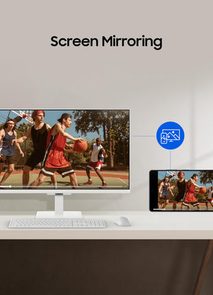Samsung 32" (80cm) M5 Smart Monitor with Smart TV Experience|FHD 1920 x 1080|Screen Mirroring TV Plus|Speakers|Adaptive Sound|Wi-Fi|HDMI|Bluetooth|LS32FM501EWXXL|White 