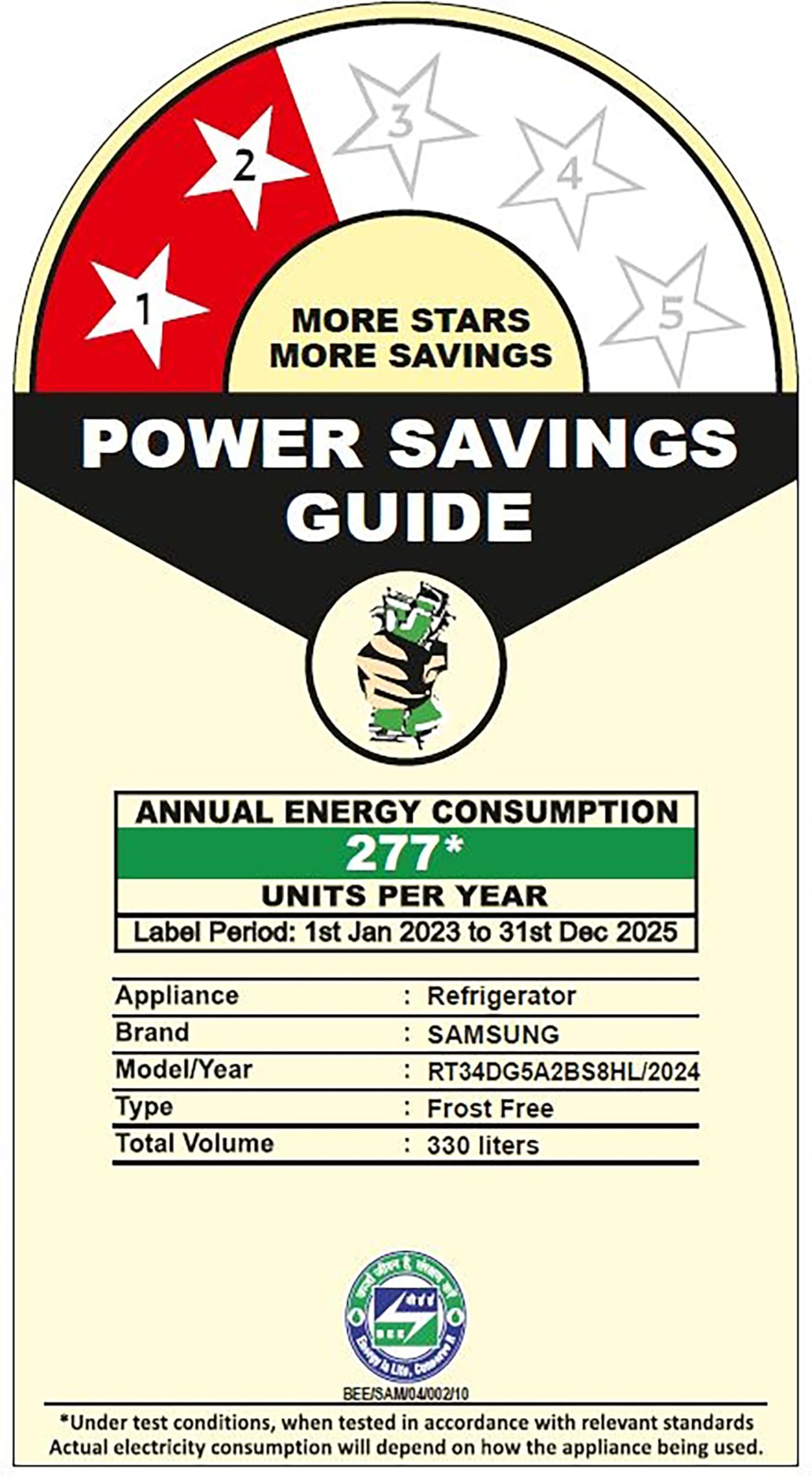 Samsung 330 L, 2 Star, Convertible 5-in-1, Digital Inverter, Frost Free Double Door, WiFi Enabled Bespoke AI Refrigerator (RT34DG5A2BS8HL, Elegant Inox, Silver) 