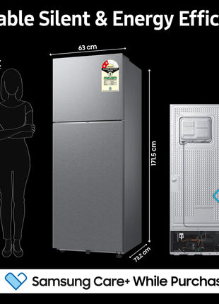 Samsung 330 L, 2 Star, Convertible 5-in-1, Digital Inverter, Frost Free Double Door, WiFi Enabled Bespoke AI Refrigerator (RT34DG5A2BSLHL, Real Steel, Silver) 