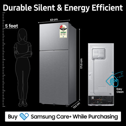 Samsung 330 L, 2 Star, Convertible 5-in-1, Digital Inverter, Frost Free Double Door, WiFi Enabled Bespoke AI Refrigerator (RT34DG5A2BSLHL, Real Steel, Silver) 
