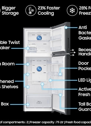 Samsung 330 L, 3 Star, Convertible 5-in-1, Digital Inverter, Frost Free Double Door, WiFi Enabled Bespoke AI Refrigerator (RT34DG5A4DBXHL, Luxe Black) 