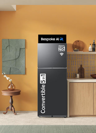 Samsung 330 L, 3 Star, Convertible 5-in-1, Digital Inverter, Frost Free Double Door, WiFi Enabled Bespoke AI Refrigerator (RT34DG5A4DBXHL, Luxe Black) 