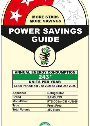 Samsung 350 L, 3 Star, Convertible 5-in-1, Digital Inverter, Frost Free Double Door, WiFi Enabled Bespoke AI Refrigerator (RT38DG5A4DS8HL, Elegant Inox, Silver) 