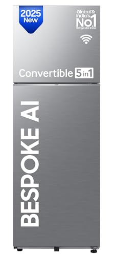 Samsung 396 L, 2 Star, Convertible 5-in-1, Digital Inverter, Frost Free Double Door, Bespoke AI WiFi Enabled Refrigerator (RT41DG6A2BSLHL, Silver, Real Steel) 