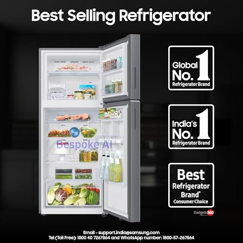 Samsung 396 L, 2 Star, Convertible 5-in-1, Digital Inverter, Frost Free Double Door, Bespoke AI WiFi Enabled Refrigerator (RT41DG6A2BSLHL, Silver, Real Steel) 