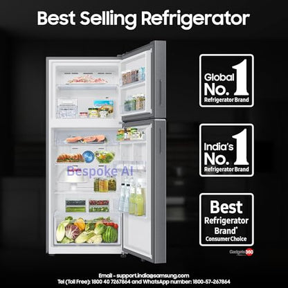 Samsung 396 L, 2 Star, Convertible 5-in-1, Digital Inverter, Frost Free Double Door, Bespoke AI WiFi Enabled Refrigerator (RT41DG6A2BSLHL, Silver, Real Steel) 