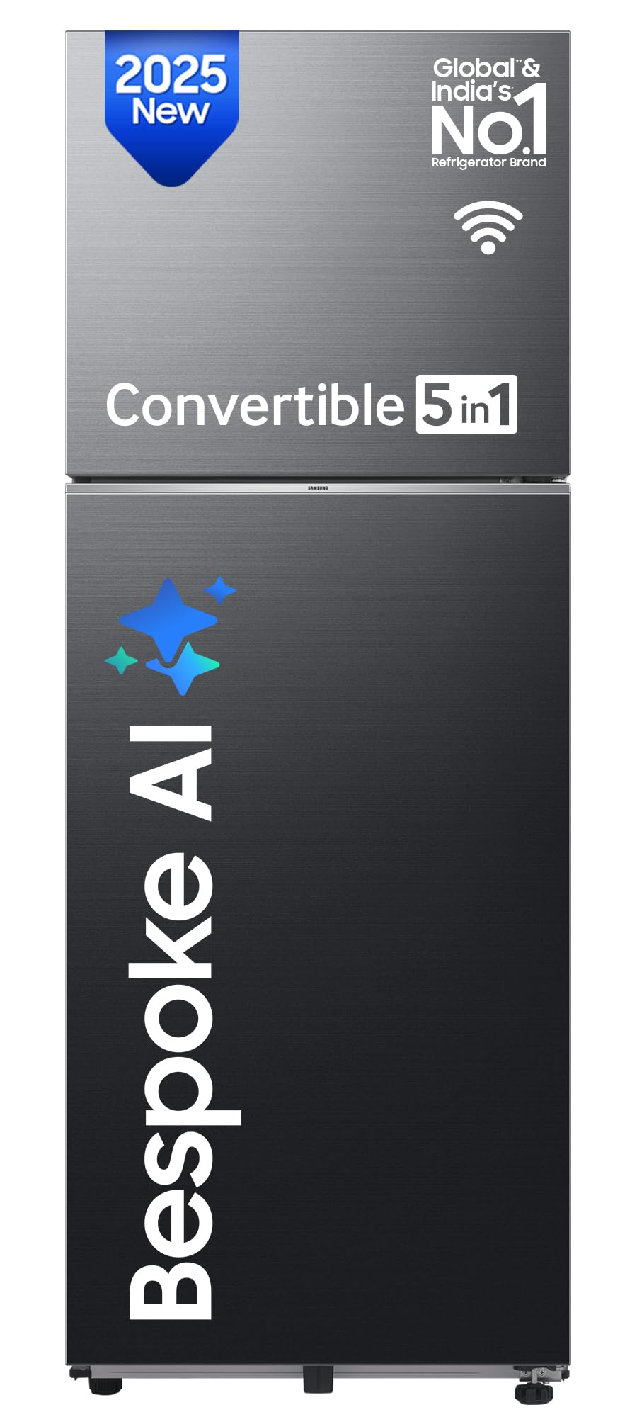 Samsung 396 L, 3 Star, Convertible 5-in-1, Digital Inverter, Frost Free Double Door, Bespoke AI WiFi Enabled Refrigerator (RT41DG6A4DB1HL, Black Matte/Black DOI)