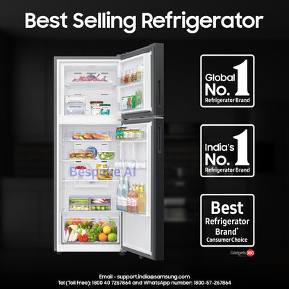 Samsung 396 L, 3 Star, Convertible 5-in-1, Digital Inverter, Frost Free Double Door, Bespoke AI WiFi Enabled Refrigerator (RT41DG6A4DB1HL, Black Matte/Black DOI) 
