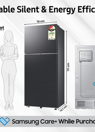 Samsung 396 L, 3 Star, Convertible 5-in-1, Digital Inverter, Frost Free Double Door, Bespoke AI WiFi Enabled Refrigerator (RT41DG6A4DB1HL, Black Matte/Black DOI) 