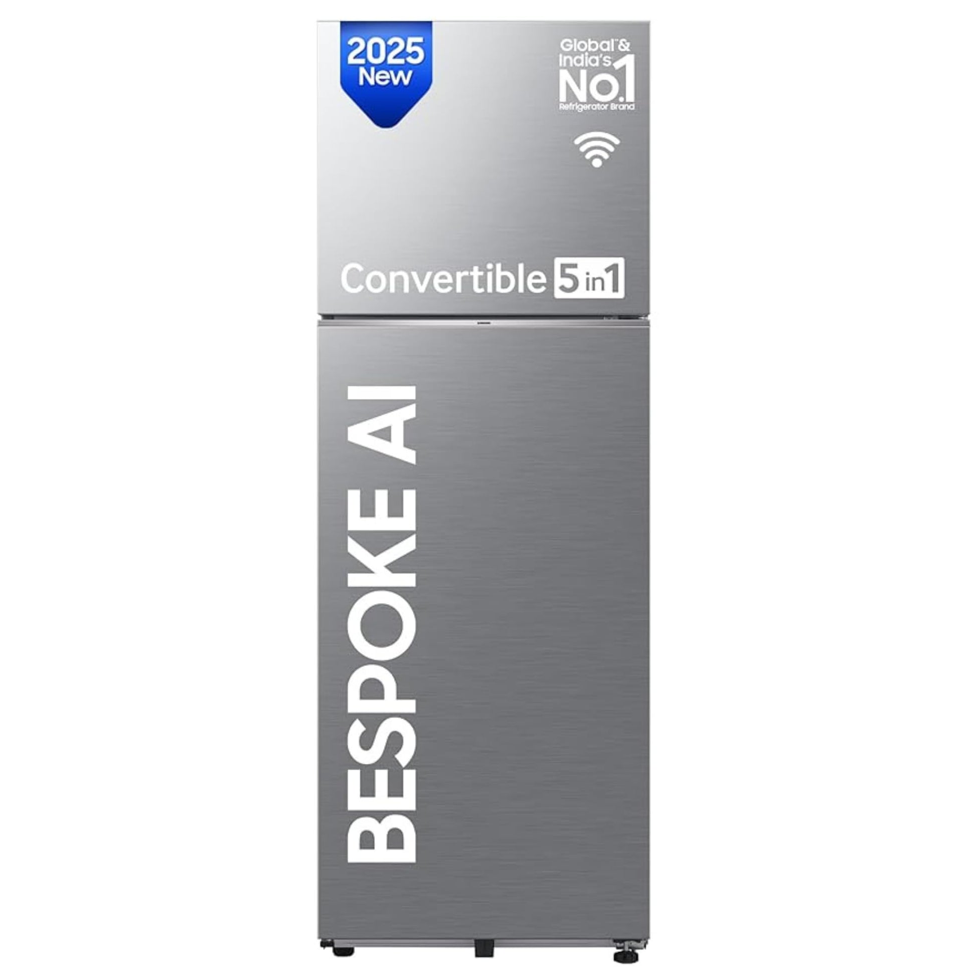 Samsung 396 L Frost Free Double Door Refrigerator 2 Star Convertible 5-in-1 Digital Inverter Bespoke AI WiFi Enabled (RT41DG6A2BS8, Silver, Real Steel, 2025 Model) 