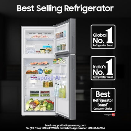Samsung 396 L Frost Free Double Door Refrigerator 2 Star Convertible 5-in-1 Digital Inverter Bespoke AI WiFi Enabled (RT41DG6A2BS8, Silver, Real Steel, 2025 Model) 