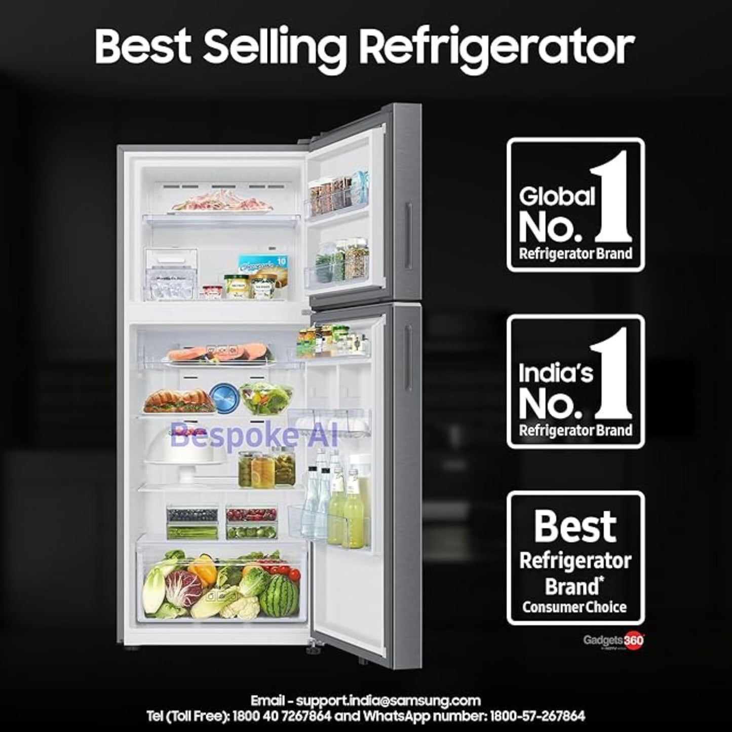 Samsung 396 L Frost Free Double Door Refrigerator 2 Star Convertible 5-in-1 Digital Inverter Bespoke AI WiFi Enabled (RT41DG6A2BS8, Silver, Real Steel, 2025 Model) 