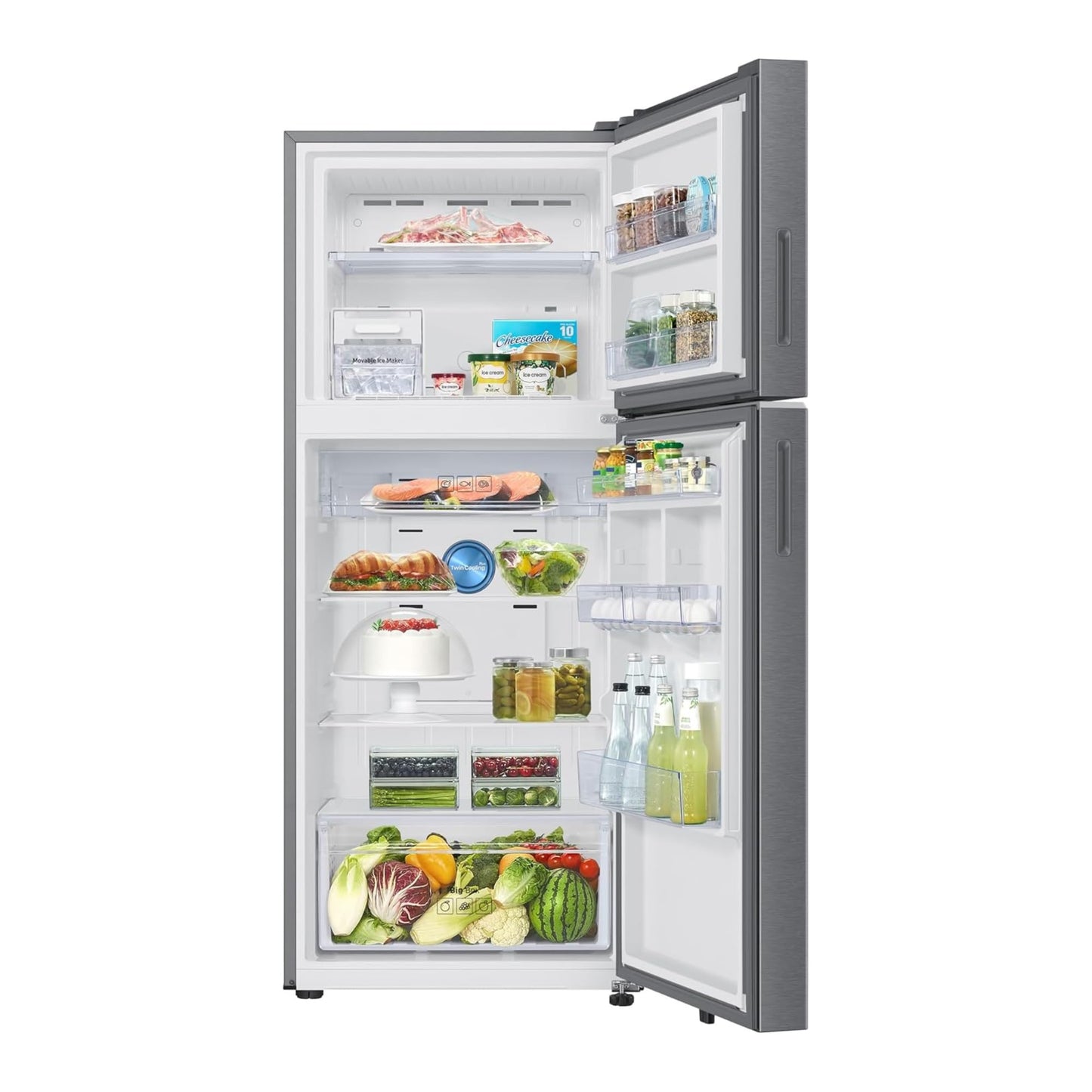 Samsung 396 L Frost Free Double Door Refrigerator 2 Star Convertible 5-in-1 Digital Inverter Bespoke AI WiFi Enabled (RT41DG6A2BS8, Silver, Real Steel, 2025 Model) 