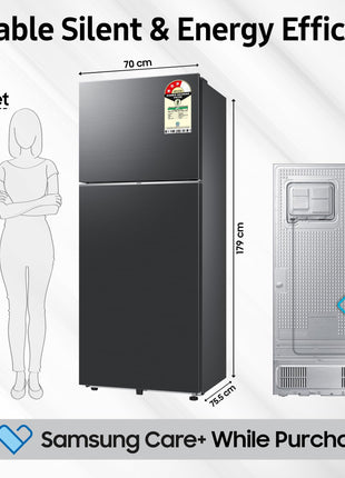 Samsung 419 L, 3 Star, Convertible 5-in-1, Digital Inverter, Frost Free Double Door, Bespoke AI WiFi Enabled Refrigerator (RT45DG6A4DB1HL, Black Matte/Black DOI) 