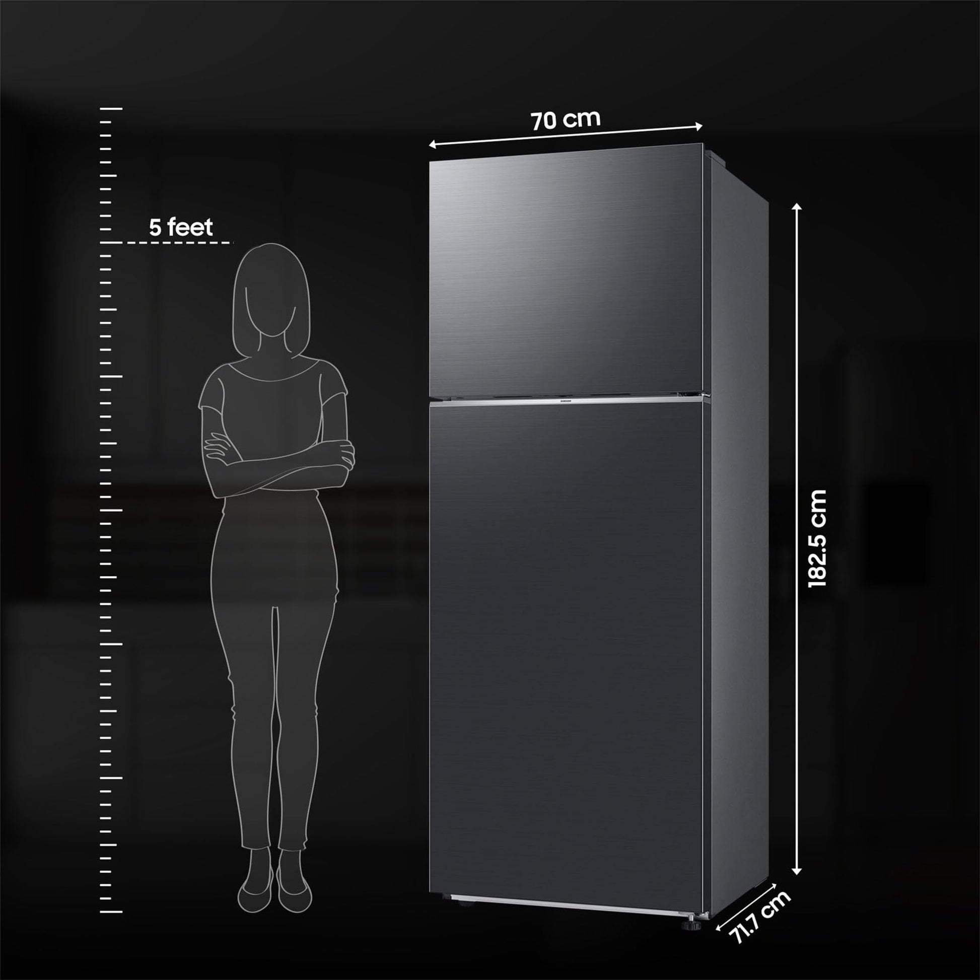 Samsung 465 L, 1 Star, Optimal Fresh+, Digital Inverter, Frost Free Double Door AI Enabled Smart Refrigerator with WiFi (RT51DG682AB1TL, Black Matt) 