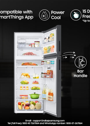 Samsung 465 L, 1 Star, Optimal Fresh+, Digital Inverter, Frost Free Double Door AI Enabled Smart Refrigerator with WiFi (RT51DG682AB1TL, Black Matt) 