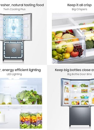 Samsung 550 L, Convertible, Digital Inverter, Frost Free French Door Refrigerator (RF57A5032S9/TL, Silver, Refined Inox) 
