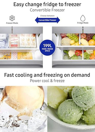 Samsung 550 L, Convertible, Digital Inverter, Frost Free French Door Refrigerator (RF57A5032S9/TL, Silver, Refined Inox) 