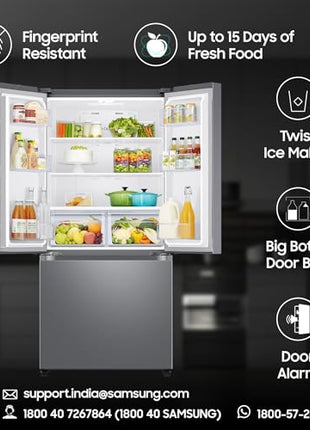 Samsung 550 L, Convertible, Digital Inverter, Frost Free French Door Refrigerator (RF57A5032S9/TL, Silver, Refined Inox) 