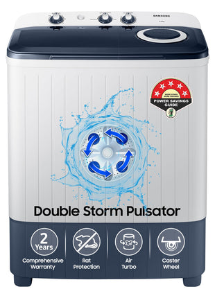 Samsung 6.5 kg, 5 star, Semi-Automatic Washing Machine (WT65R2200LL/TL, Air Turbo Drying, LIGHT GRAY) 