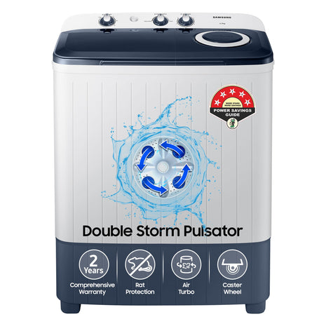 Samsung 6.5 kg, 5 star, Semi-Automatic Washing Machine (WT65R2200LL/TL, Air Turbo Drying, LIGHT GRAY) 