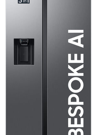 Samsung 633 L, 3 Star, Frost Free, Double Door, Convertible 5-in-1 Digital Inverter, Side By Side Refrigerator with AI, WiFi & Water & Ice Dispenser (RS78CG8543S9HL, Silver, Refined Inox) 