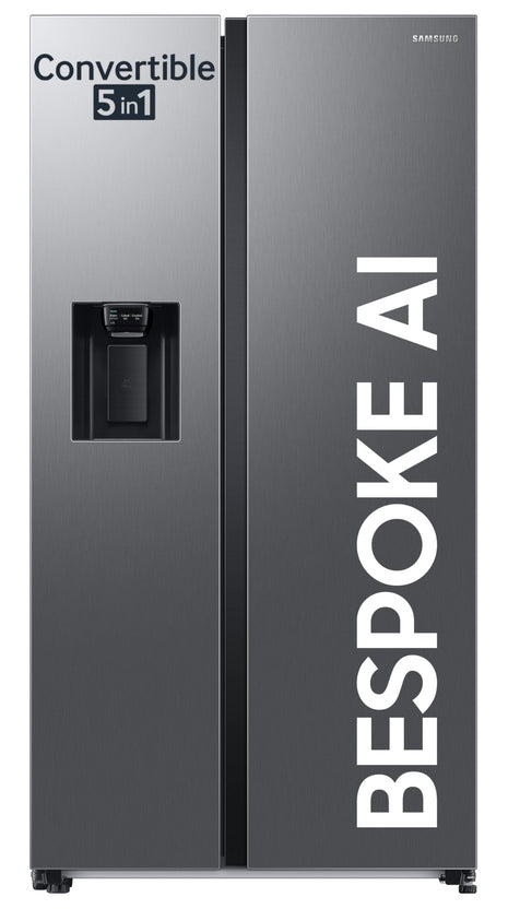 Samsung 633 L, 3 Star, Frost Free, Double Door, Convertible 5-in-1 Digital Inverter, Side By Side Refrigerator with AI, WiFi & Water & Ice Dispenser (RS78CG8543S9HL, Silver, Refined Inox) 