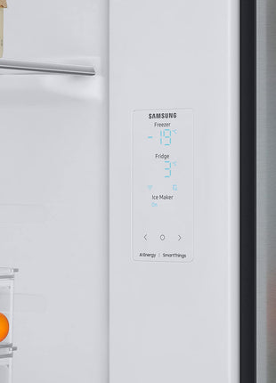 Samsung 633 L, 3 Star, Frost Free, Double Door, Convertible 5-in-1 Digital Inverter, Side By Side Refrigerator with AI, WiFi & Water & Ice Dispenser (RS78CG8543S9HL, Silver, Refined Inox) 
