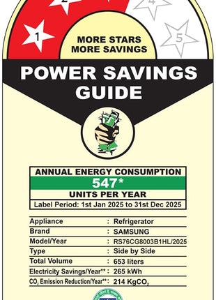 Samsung 653 L, 3 Star, Frost Free, Double Door, Convertible 5-in-1 Digital Inverter, Side By Side AI Enabled Smart Refrigerator with WiFi (RS76CG8003B1HL, Black Matte/Black DOI) 