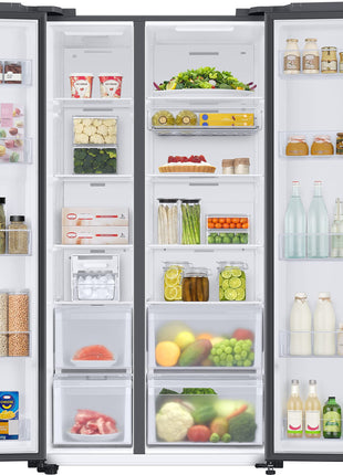 Samsung 653L Convertible 5 In 1 Digital Inverter Side by Side Refrigerator Appliance, (RS76CB811333HL, Glam Deep Charcoal) 
