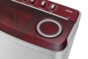Samsung 7.5 Kg Inverter 5 Star Semi Automatic Top Load Washing Machine (WT75B3200RR/TL, Light Grey & Red Base, Air turbo drying) 