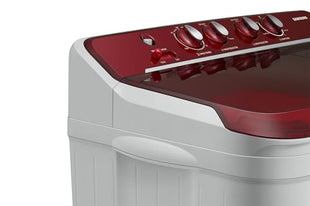 Samsung 7.5 Kg Inverter 5 Star Semi Automatic Top Load Washing Machine (WT75B3200RR/TL, Light Grey & Red Base, Air turbo drying) 