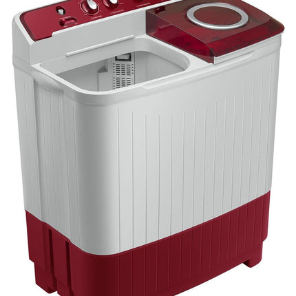 Samsung 7.5 Kg Inverter 5 Star Semi Automatic Top Load Washing Machine (WT75B3200RR/TL, Light Grey & Red Base, Air turbo drying) 