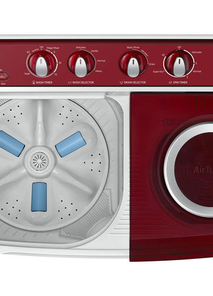 Samsung 7.5 Kg Inverter 5 Star Semi Automatic Top Load Washing Machine (WT75B3200RR/TL, Light Grey & Red Base, Air turbo drying) 