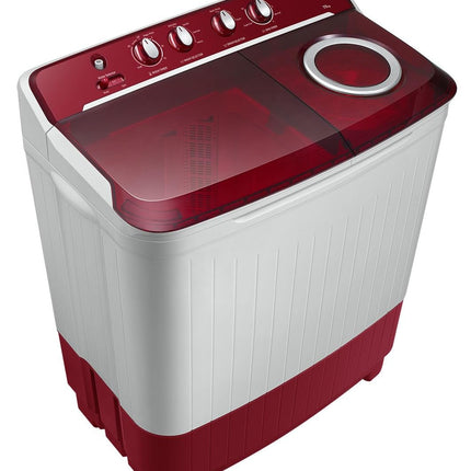Samsung 7.5 Kg Inverter 5 Star Semi Automatic Top Load Washing Machine (WT75B3200RR/TL, Light Grey & Red Base, Air turbo drying) 