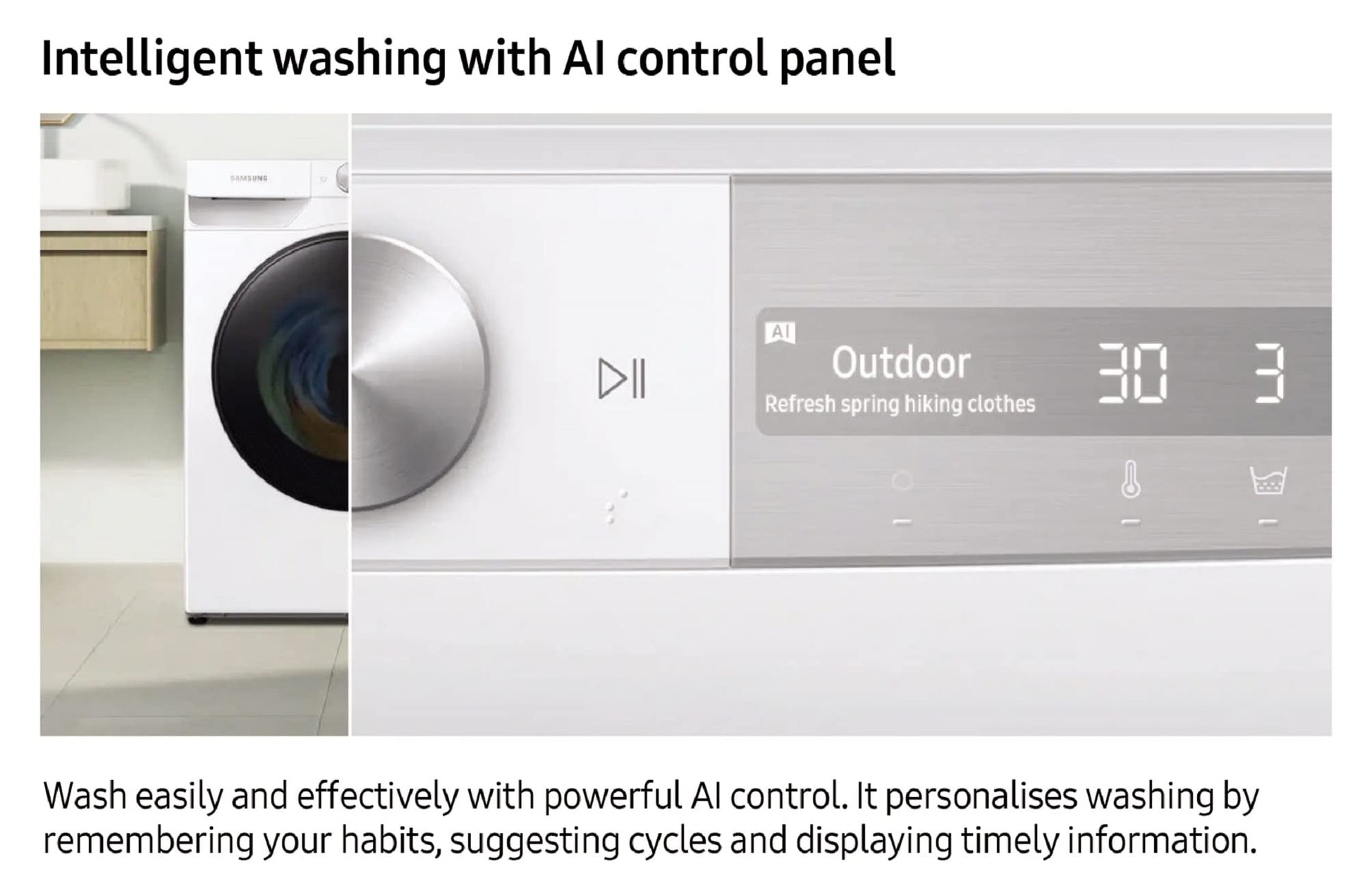 Samsung 7 kg, 5 Star, AI Control, Wi-Fi, Digital Inverter, Motor, Fully-Automatic Front Load Washing Machine (WW70T502NAN1TL, Hygiene Steam, Inox) 