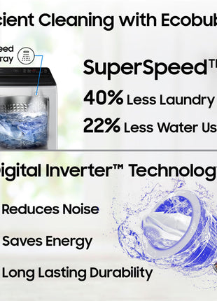 Samsung 7 kg, 5 star, Eco Bubble Technology with Super Speed, Soft Closing Door, Fully-Automatic Top Load Washing Machine (WA70BG4545BGTL, Light Gray) 