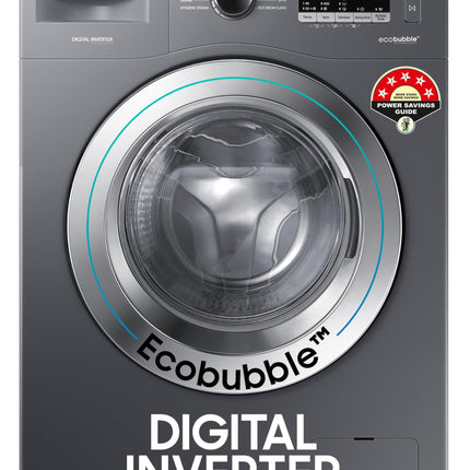 Samsung 7 kg, 5 star, EcoBubble Technology, Hygiene Steam with Inbuilt Heater, Digital Inverter, Fully-Automatic Front Load Washing Machine (WW70R22EK0X/TL, INOX GRAY) 