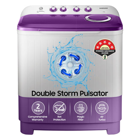 Samsung 7 kg, 5 star, Semi-Automatic Washing Machine (WT70M3000UU/TL, Air Turbo Drying, LIGHT GRAY) 