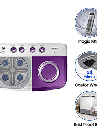 Samsung 7 kg, 5 star, Semi-Automatic Washing Machine (WT70M3000UU/TL, Air Turbo Drying, LIGHT GRAY) 