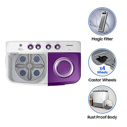 Samsung 7 kg, 5 star, Semi-Automatic Washing Machine (WT70M3000UU/TL, Air Turbo Drying, LIGHT GRAY) 