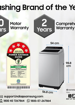 Samsung 7 kg, Eco Bubble Technology, Digital Inverter Motor, Soft Closing Door, Fully-Automatic Top Load Washing Machine (WA70BG4441YYTL, Lavender Gray) 